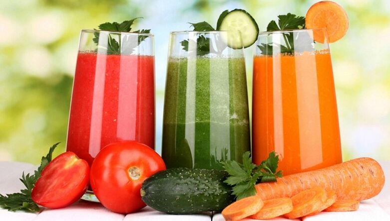 Succhi di verdure a basso contenuto calorico nel menu della dieta da bere